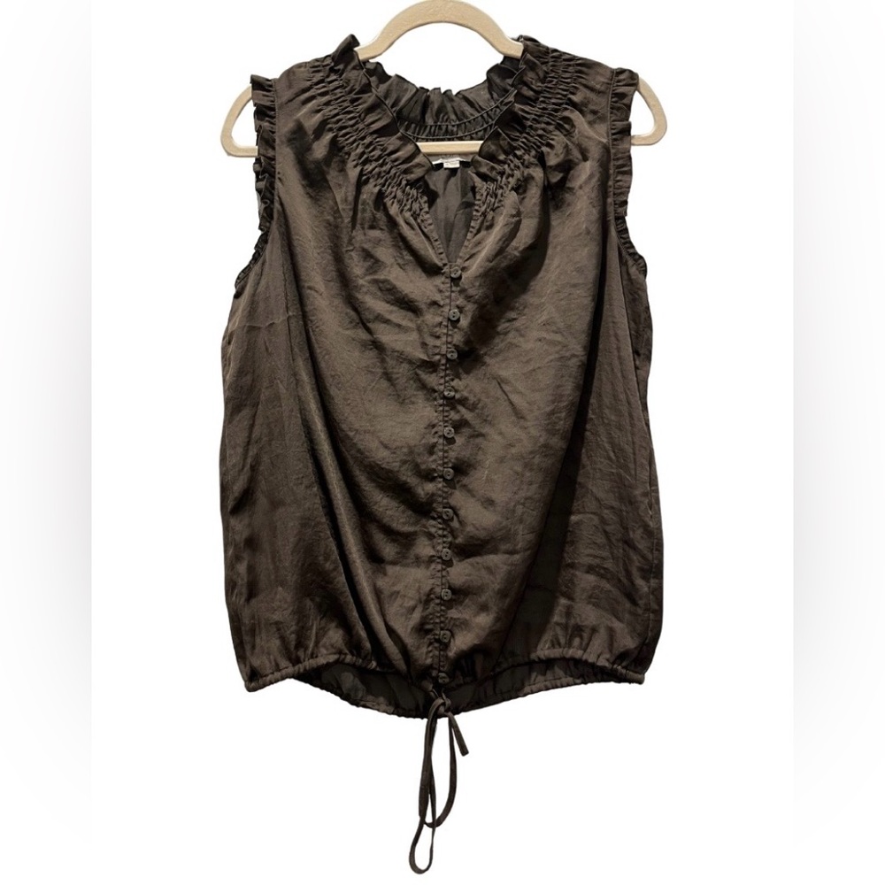 LOFT Chocolate Ruffled Blouse medium